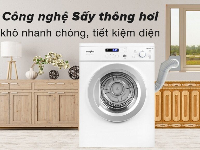 Máy sấy thông hơi Whirlpool 7 kg AWD712S2
