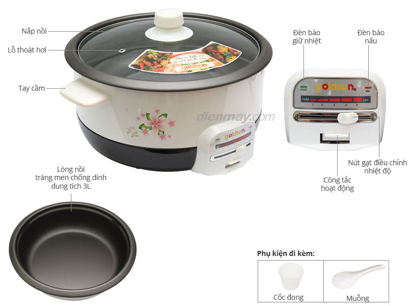 Nồi lẩu điện Goldsun MC-GAL30 3 lít Nồi lẩu điện Goldsun MC-GAL30 3 lít