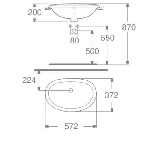 Bản vẽ kỹ thuật chậu rửa mặt lavabo dương vành AMERICAN STANDARD WP-F509 