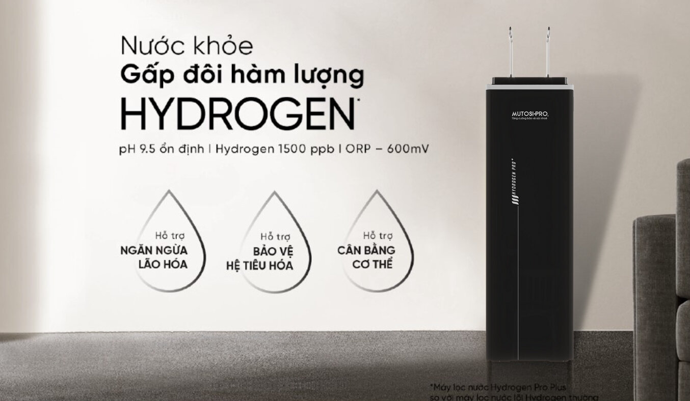 Máy lọc nước nóng lạnh Mutosi Hydrogen Pro Plus ion kiềm MP-F081-HC4H5 tạo nước Hydrogen tăng cường sức khỏe