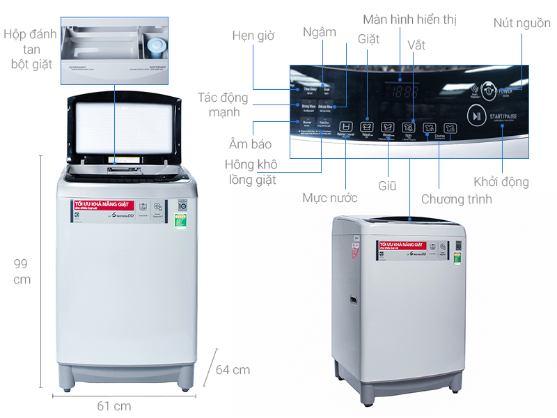 Máy giặt LG Inverter 10 kg T2310DSAM Máy giặt LG Inverter 10 kg T2310DSAM