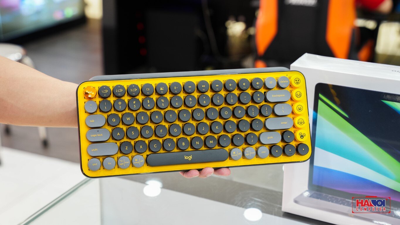 Bàn phím không dây Logitech Pop Keys Blast Yellow (USB/Bluetooth/Vàng-Đen)