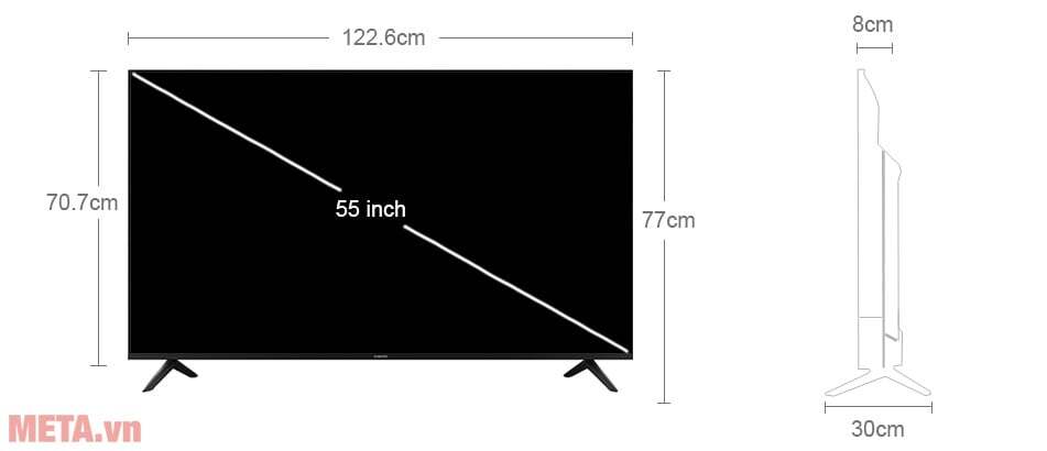 Kích thước tivi Xiaomi L55M8-P2SEA Tivi Xiaomi A 55 inch L55M8-P2SEA