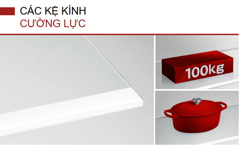 Kệ tủ lạnh Hitachi HRTN6379SGBKVN được làm từ kính cường lực