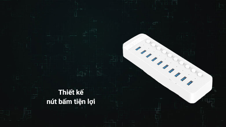 Hub USB Orico CT2U3-10AB-WH (Trắng) | Thiết kế nút bấm tiện lợi