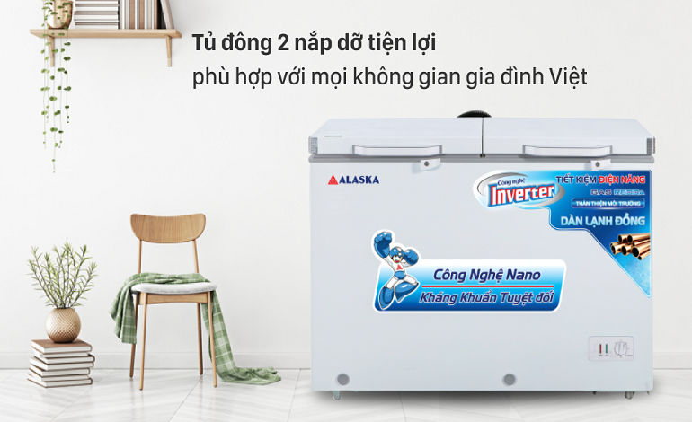 Tủ đông Alaska inverter 2 ngăn 282 lít BCD-4568CI Tủ đông Alaska inverter 2 ngăn 282 lít BCD-4568CI