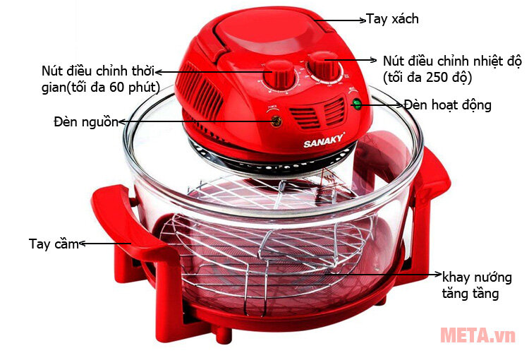 Lò nướng thủy tinh Sanaky VH 148T/D - 14 lít