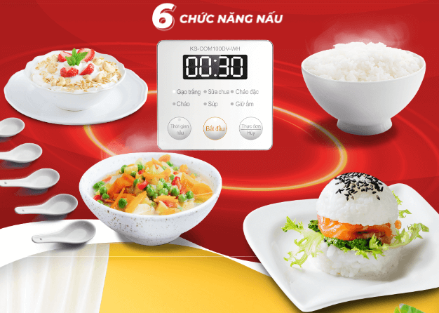 nồi cơm Sharp KS COM100DV còn được tích hợp 6 chế độ nấu sẵn nồi cơm Sharp KS COM100DV còn được tích hợp 6 chế độ nấu sẵn