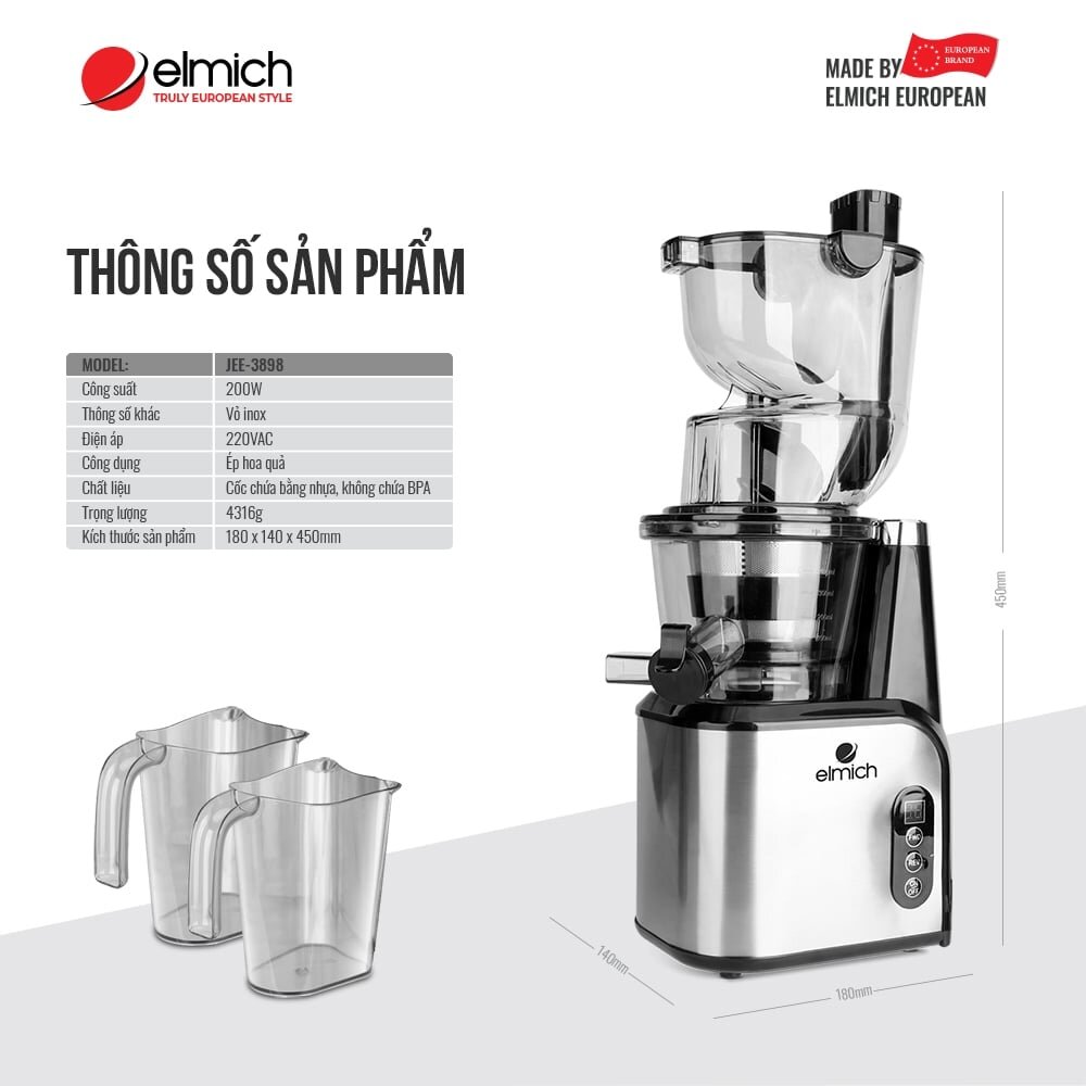 Máy ép trái cây Elmich JEE-3898 Máy ép trái cây Elmich JEE-3898