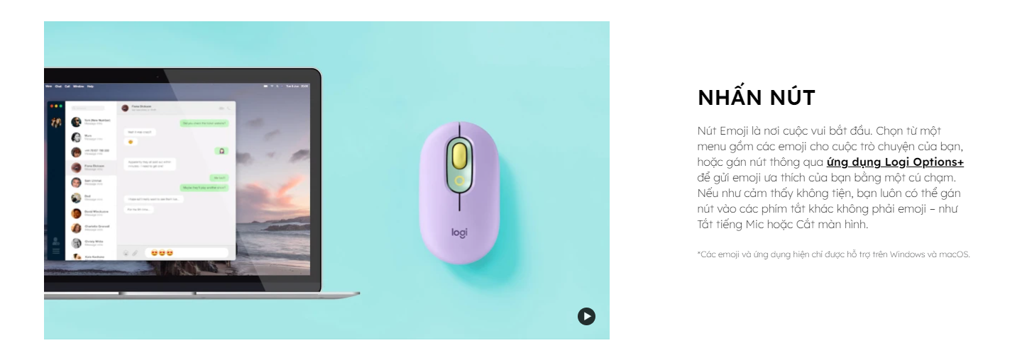 Chuột không dây Logitech Pop Mouse with EMOJI màu Đen 2