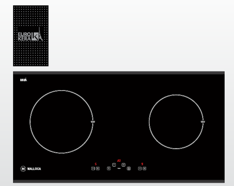 Mặt kính bếp từ MH 021 sử dụng mặt kính Eurokera (K+) 
