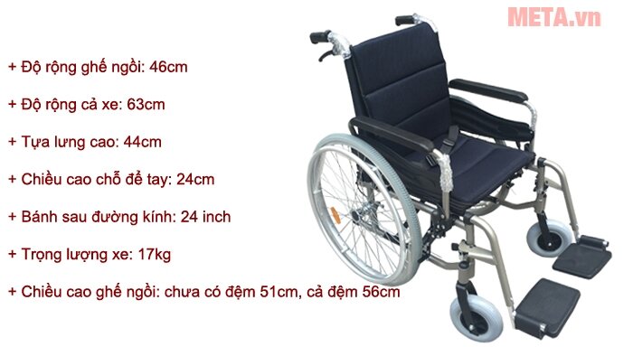 Xe lăn hợp kim nhôm Lucass X88 - có phanh