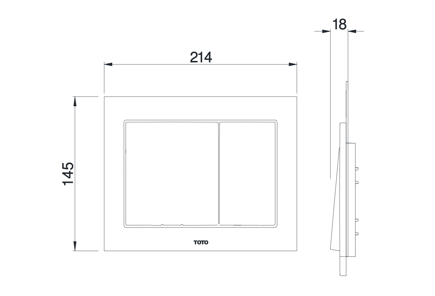 Bản vẽ kỹ thuật nắp đậy nút nhấn xả TOTO MB007D / MB007DP