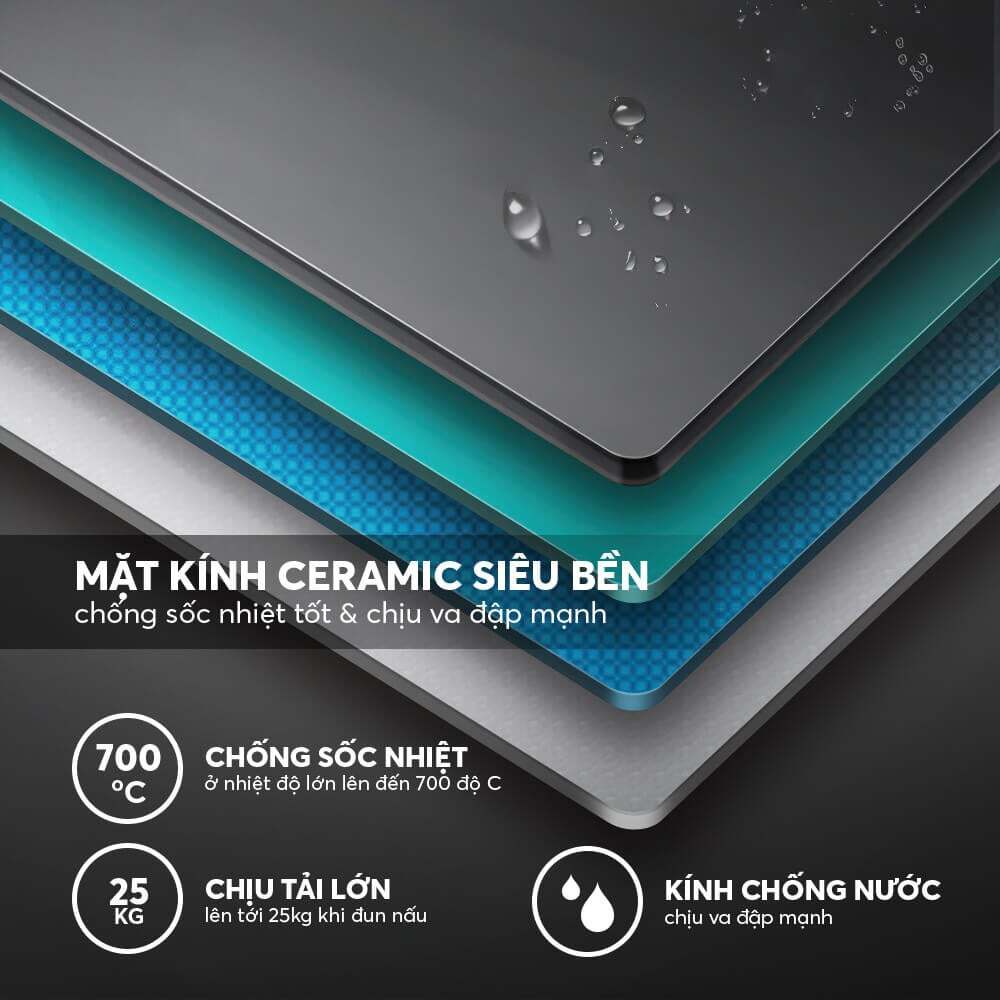 Mặt kính Ceramic cao cấp – Chịu nhiệt, dễ vệ sinh Bếp Elmich ICE 3879