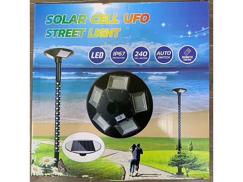 Bao bì mới của Đèn UFO năng lượng mặt trời MK-79250 Bao bì mới của Đèn UFO năng lượng mặt trời MK-79250
