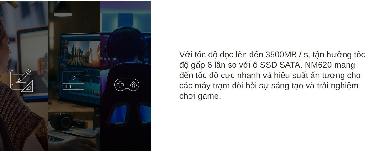Ổ cứng SSD Lexar NM620 256GB M.2 2280 PCIe 3.0x4 (Đoc 3000MB/s - Ghi 1300MB/s) - (LNM620X256G-RNNNG)`