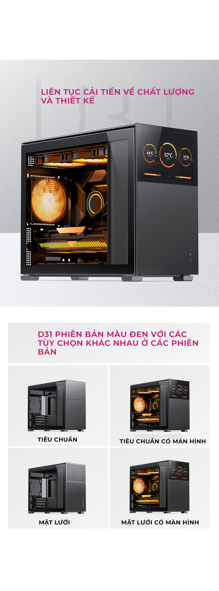 Vỏ case Jonsbo D31 STD Black ( Mini Tower/Màu Đen)