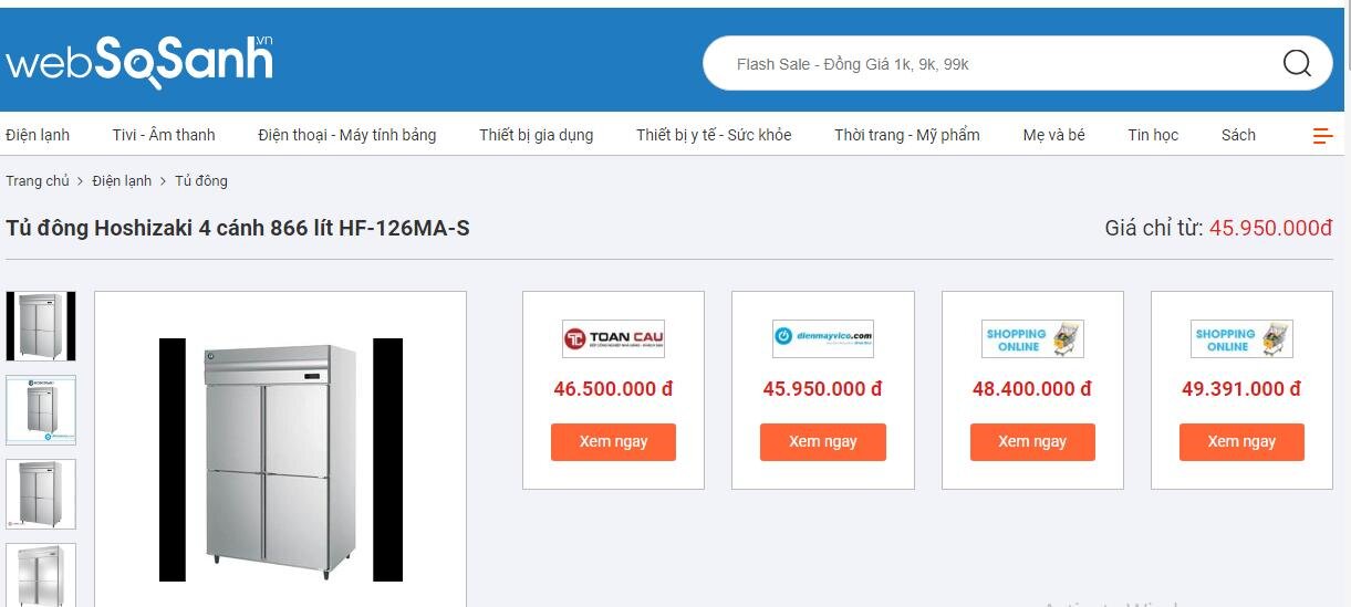 Tủ đông Hoshizaki 4 cánh 866 lít HF-126MA-S