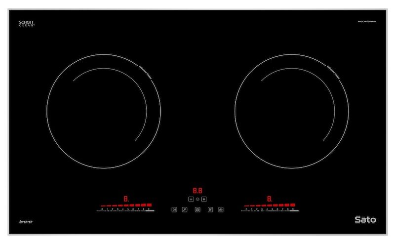 Bếp từ đôi Sato IH1031GE sử dụng bảng điều khiển cảm ứng thông minh (Ảnh: sato)