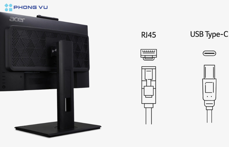 Cổng USB Type-C và RJ45 được trang bị sẵn trên màn hình B278U