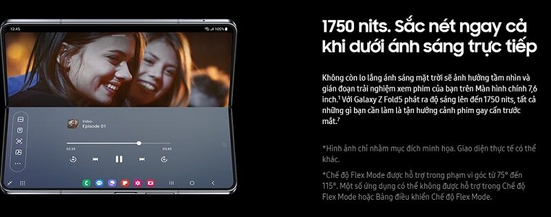 Điện thoại Samsung Galaxy Z Fold5 5G 256GB màn hình