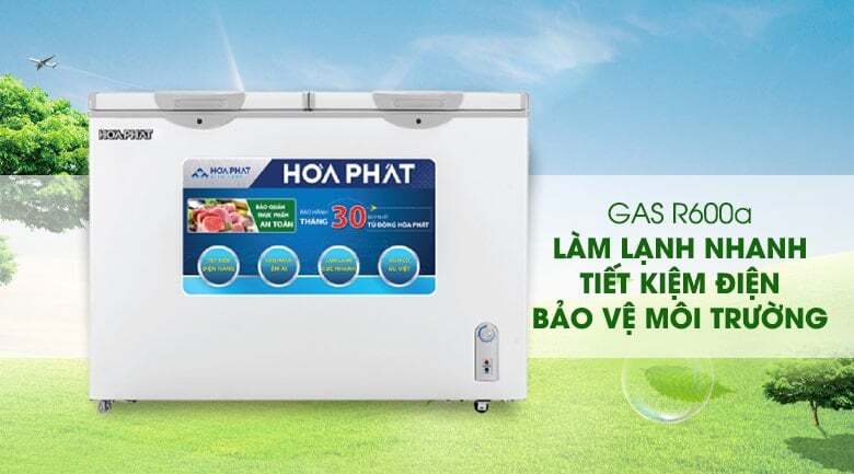 Tủ đông Hòa Phát 1 ngăn 2 cánh HCF 666S1N2 sử dụng gas R600a thân thiện với môi trường Tủ đông Hòa Phát 1 ngăn 2 cánh HCF 666S1N2 sử dụng gas R600a thân thiện với môi trường