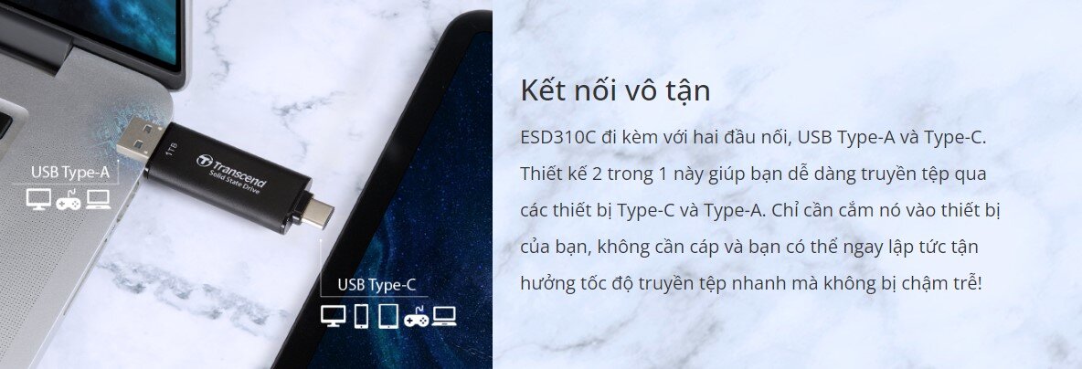  cứng di động Portable SSDTranscend ESD310C USB 3.2 Gen 2x1