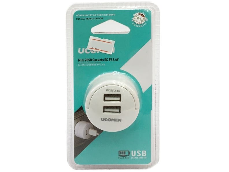 Ổ cắm sạc cao cấp 2 cổng USB Ucomen 2.1A PA-GE1-U2