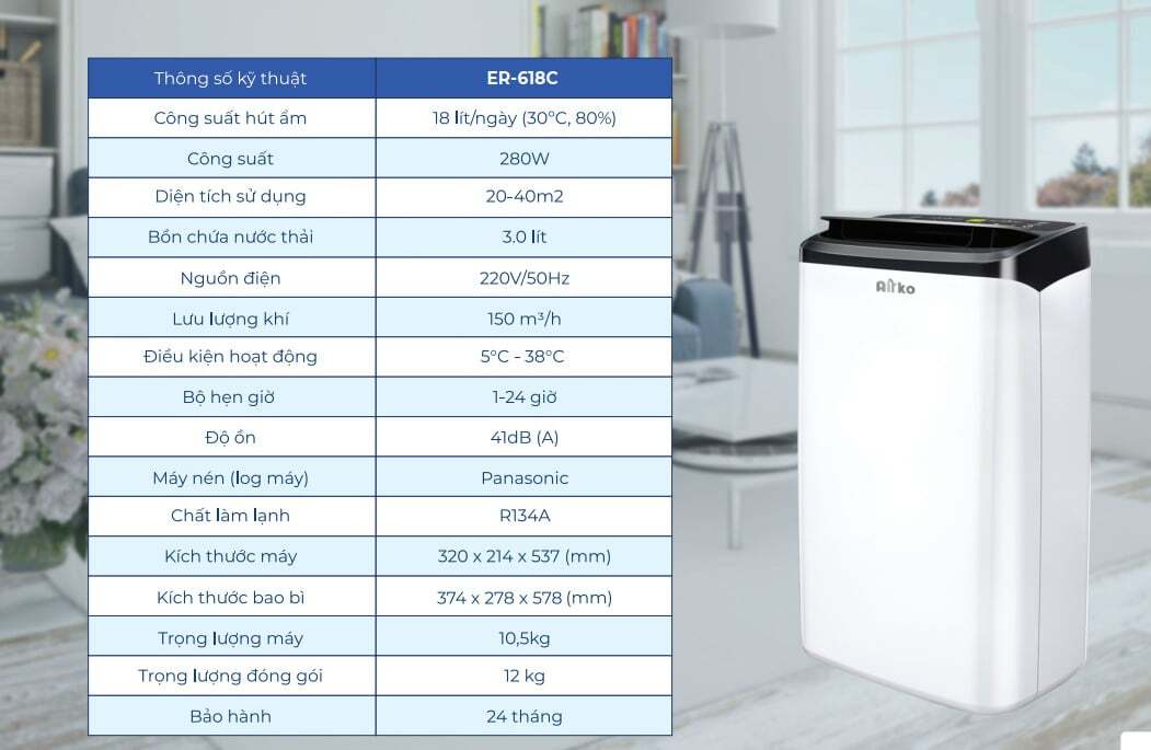 Máy hút ẩm Airko ER-618C Máy hút ẩm Airko ER-618C