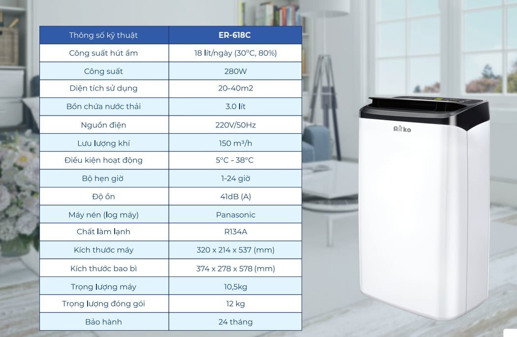 Máy hút ẩm Airko ER-618C 