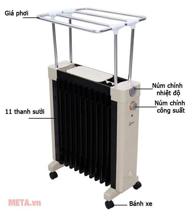 Máy sưởi dầu thế hệ mới FujiE OFR6511 - 11 thanh