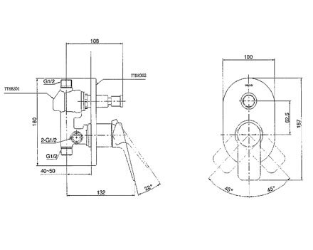 Bản vẽ van chuyển hướng TTBR302 TTBB301 TOTO