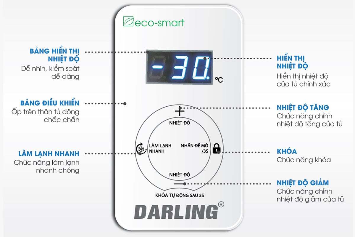 Tủ đông Darling có màn hình Led Tủ đông Darling