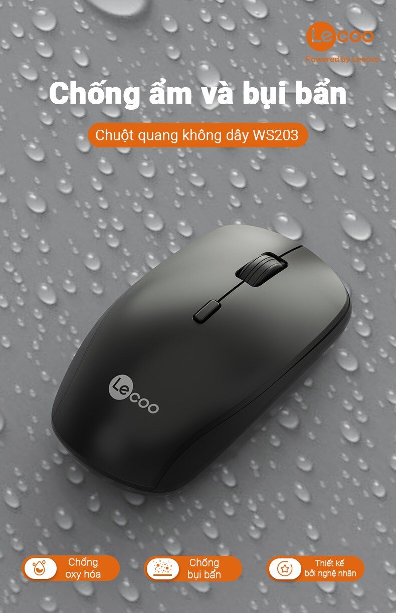 Chuột không dây Lecoo WS203 Wireless Đen