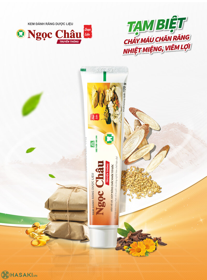 Kem Đánh Răng Dược Liệu Ngọc Châu Truyền Thống 170g
