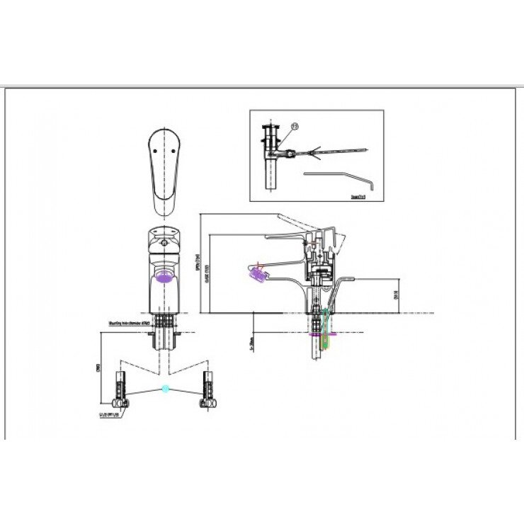 Bản vẽ kỹ thuật vòi chậu Inax LFV-1002S