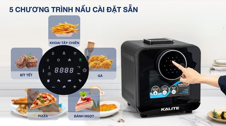 Nồi chiên hấp Kalite Steam Star có 5 chương trình nấu cài đặt sẵn
