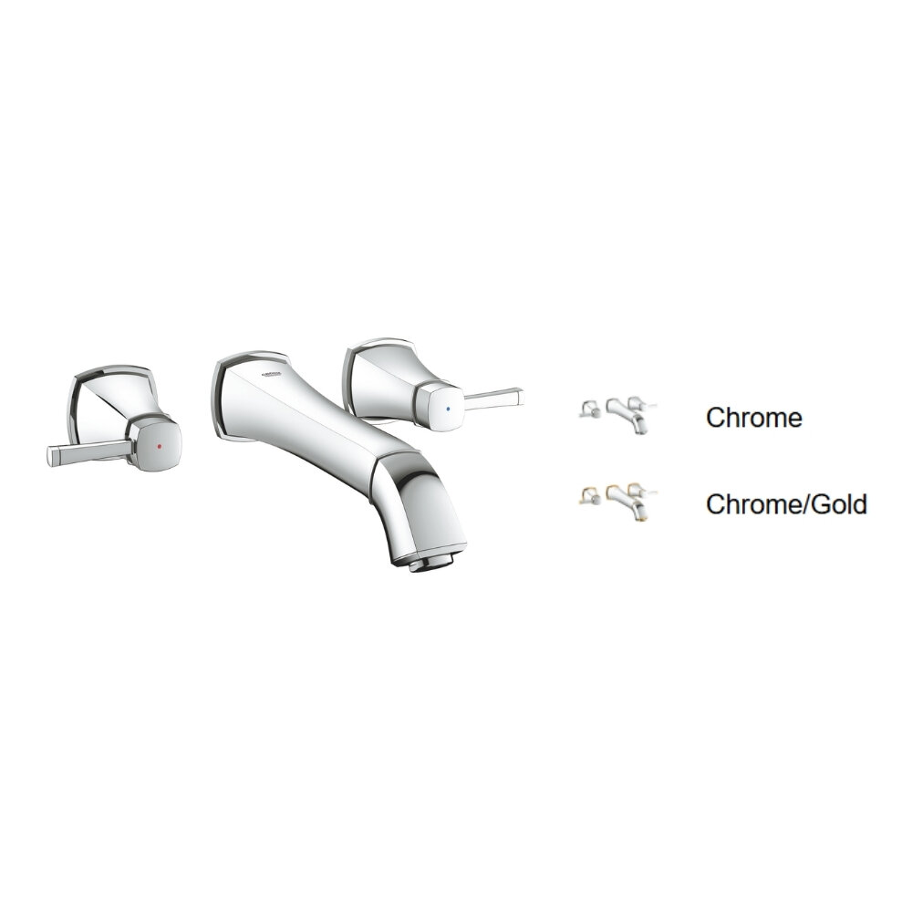 Vòi chậu nóng lạnh gắn tường 3 lỗ Grandera GROHE 20415000 và các phiên bản mạ màu cực kì sang trọng
