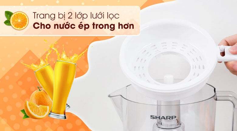 Trang bị 2 lớp lưới lọc nước ép Trang bị 2 lớp lưới lọc nước ép