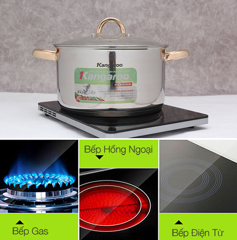 Nồi inox 3 đáy 28 cm Kangaroo KG590 Nồi inox 3 đáy 28 cm Kangaroo KG590