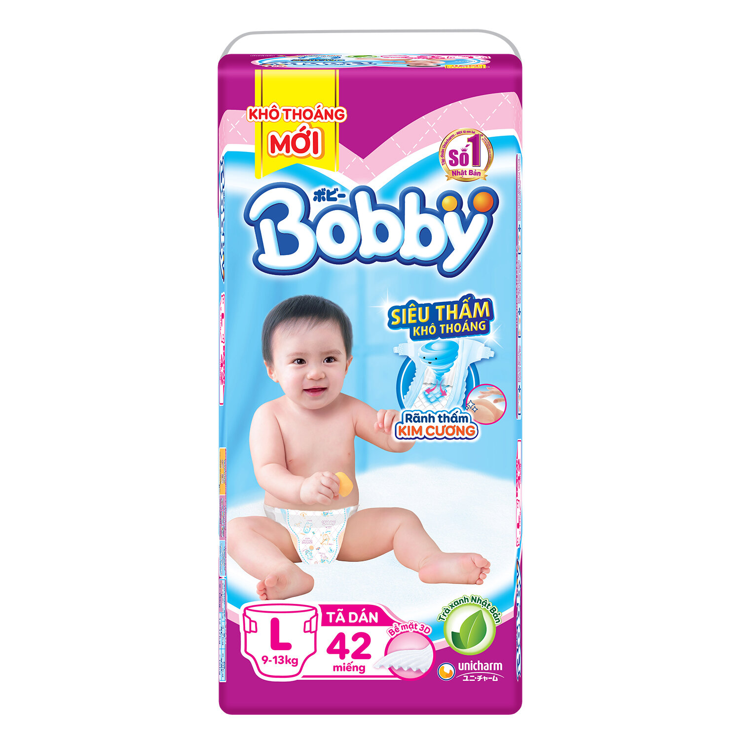  Bỉm - Tã dán Bobby size L 42 miếng (cho bé 9 - 13kg)