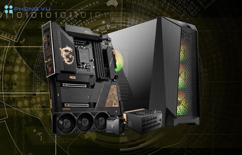 Mainboard MSI MEG Z790 ACE sở hữu thiết kế chuẩn E-ATX, mang lại không gian rộng rãi để tích hợp các linh kiện cao cấp