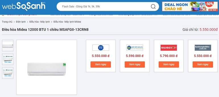 Giá bán điều hòa Midea 12000 BTU MSAFGII-13CRN8 phải chăng 