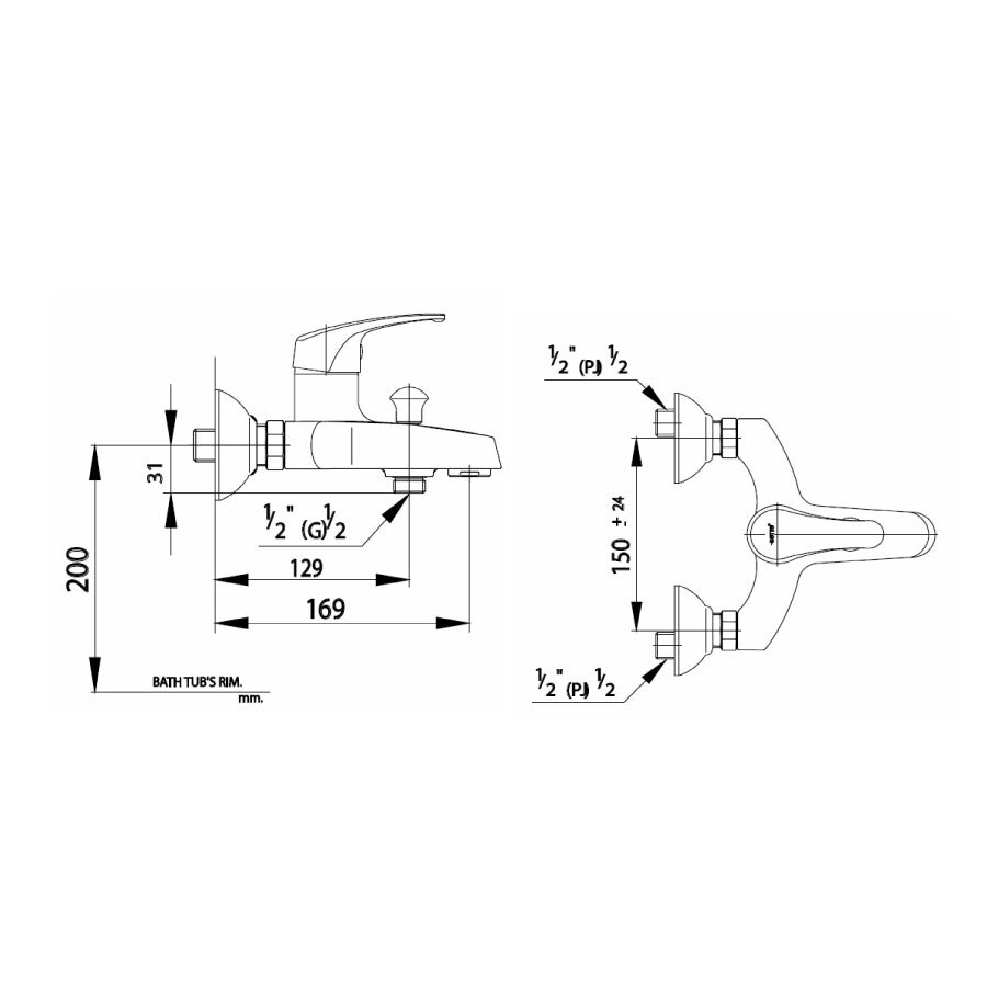 Bản vẽ kỹ thuật củ sen tắm nóng lạnh COTTO CT366A