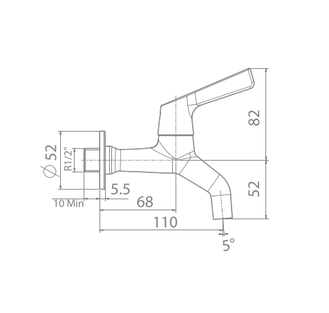 Bản vẽ kỹ thuật vòi lavabo gắn tường American Standard WF-T602