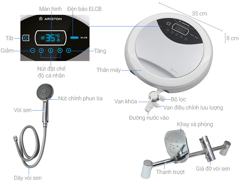 Máy nước nóng Ariston RT45E-VN - 4.5 kW Máy nước nóng Ariston RT45E-VN - 4.5 kW