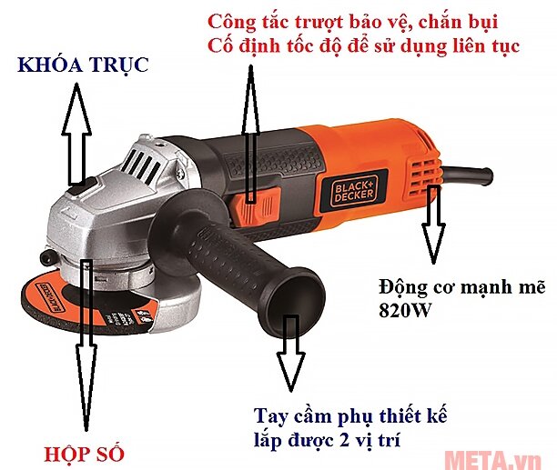 Máy mài góc kèm 1 đĩa mài Black