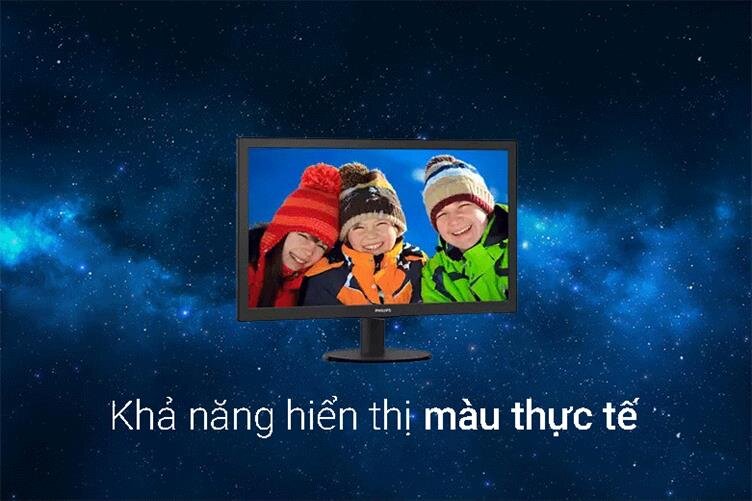 Màn hình PHILIPS 243V5QHSBA/74 sở hữu khả năng hiển thị màu thực tế, kết nối thiết bị ngoại vi