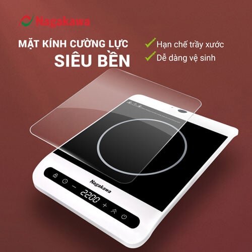 Bếp từ đơn Nagakawa NAG0712 có bề mặt làm từ kính cường lực
