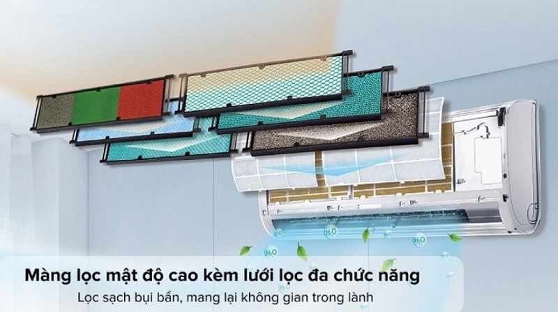 Điều hòa Gree Inverter 9000 BTU 2 chiều CHARM9HI lọc không khí
